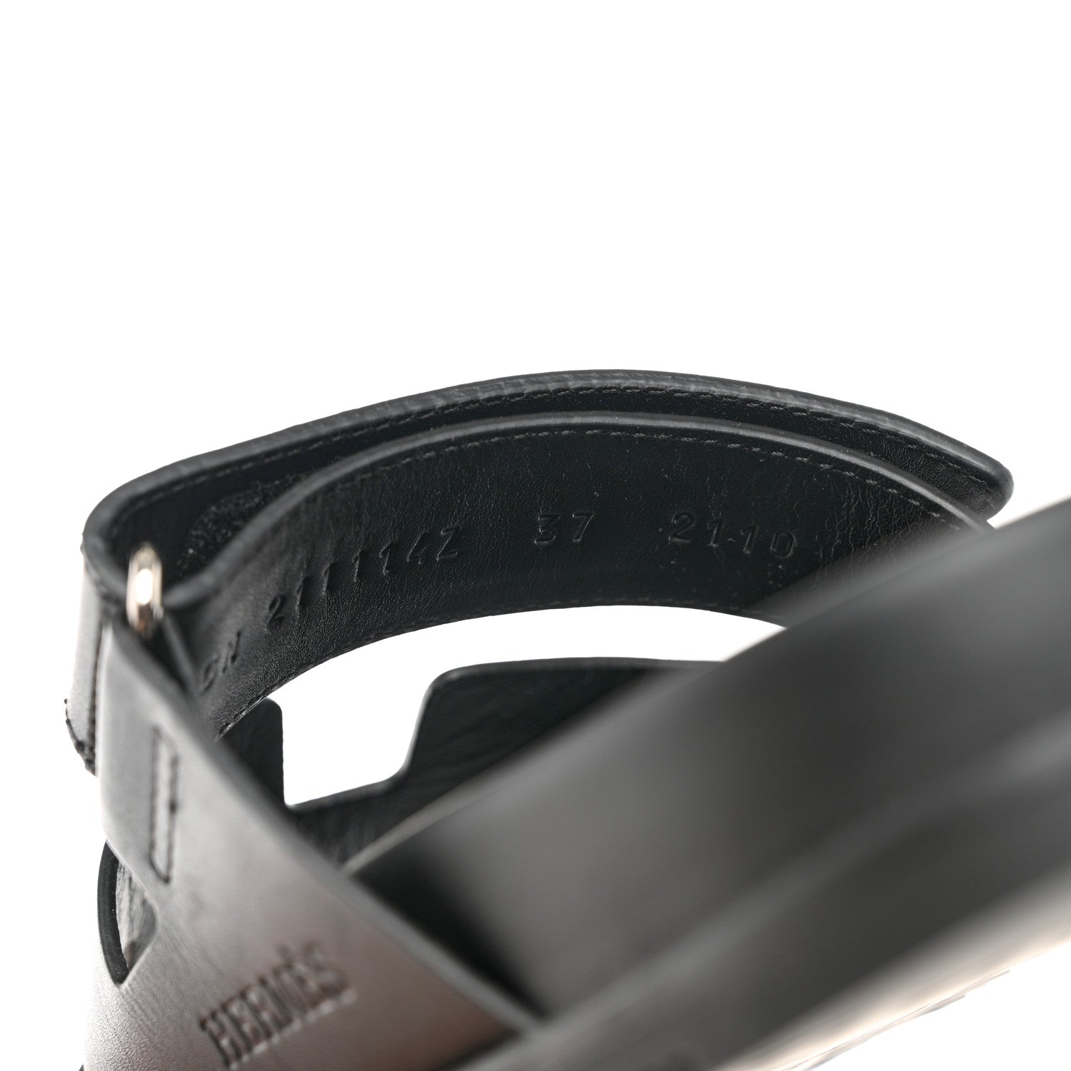 Hermes Calfskin Womens Chypre Sandals 37 Black 6 of 9