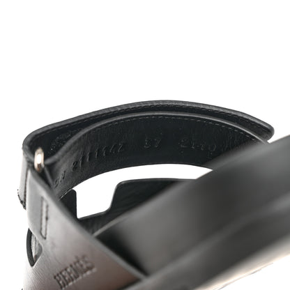 Hermes Calfskin Womens Chypre Sandals 37 Black 6 of 9