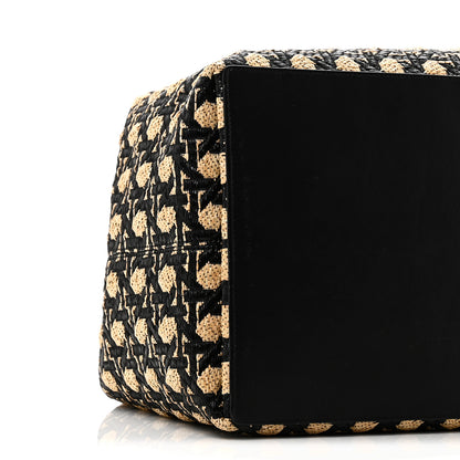 Christian Dior Raffia Calfskin Cannage Large Toujours Black Beige 10 of 11