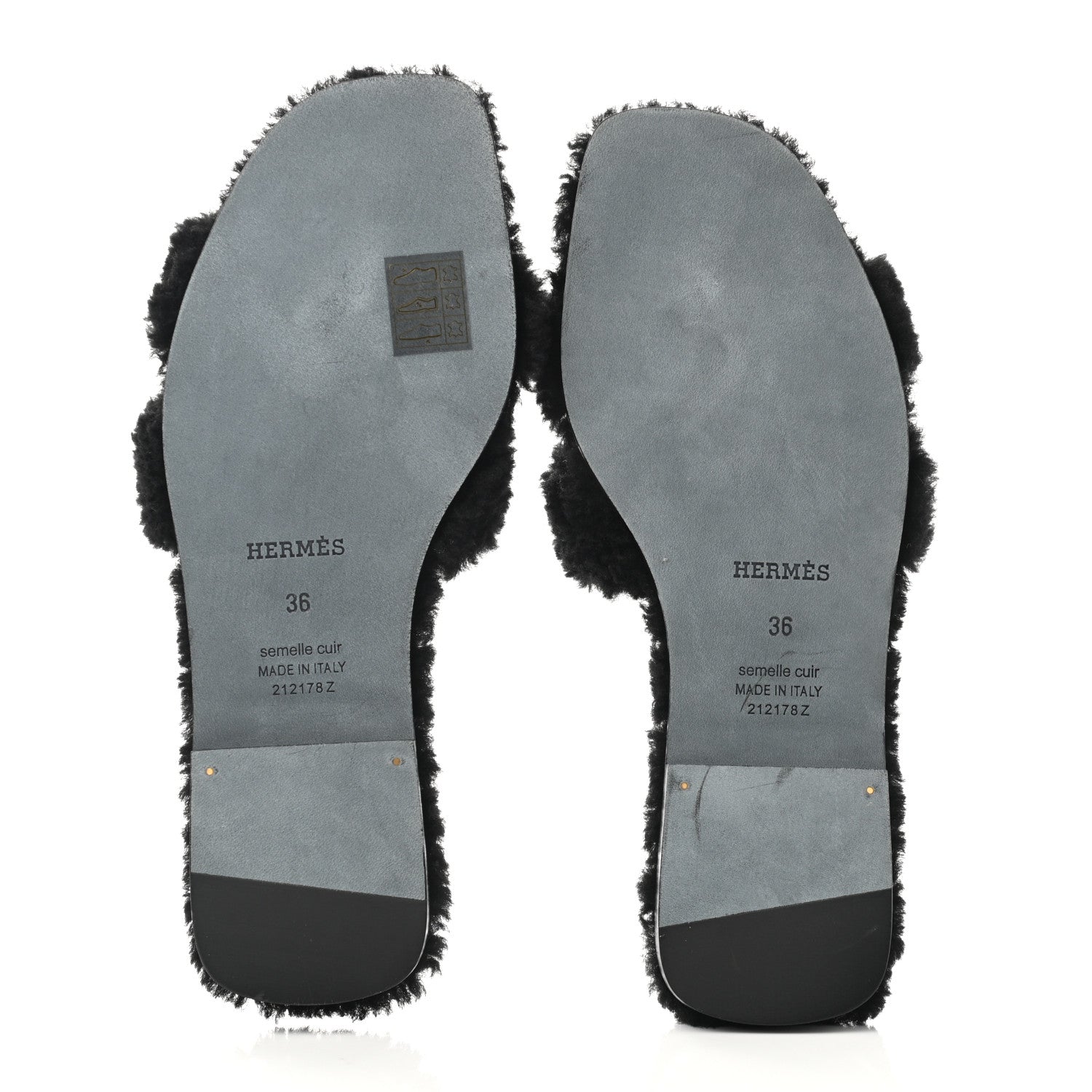 Hermes Woolskin Oran Sandals 36 Black 5 of 8