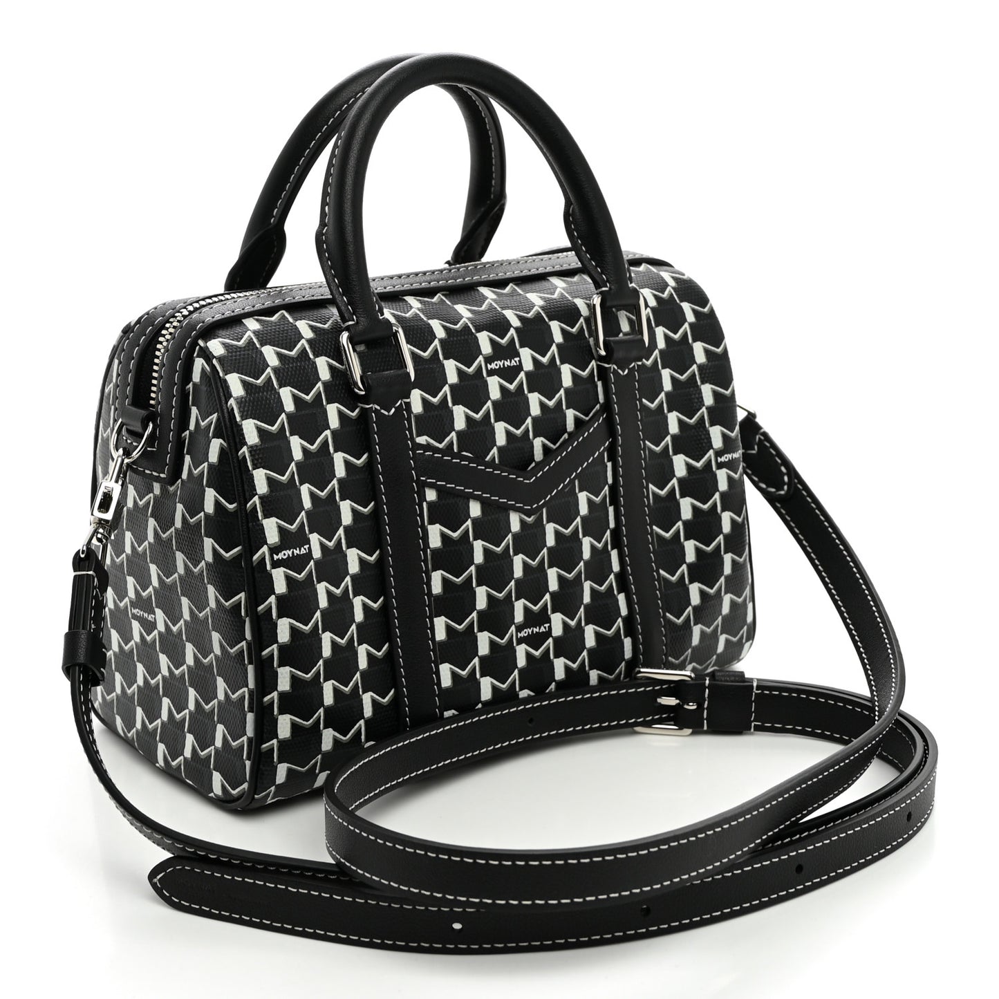 X KASING LUNG Calfskin Canvas M Labubu Boston Bag Black Multicolor