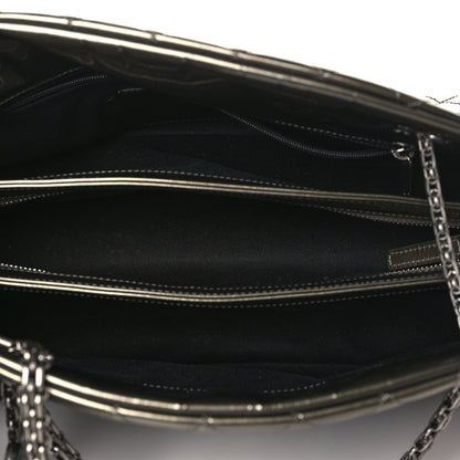 Chanel Metallic Patent Quilted Medium Just Mademoiselle Bowling Bag Silver Degrade 5 of 10