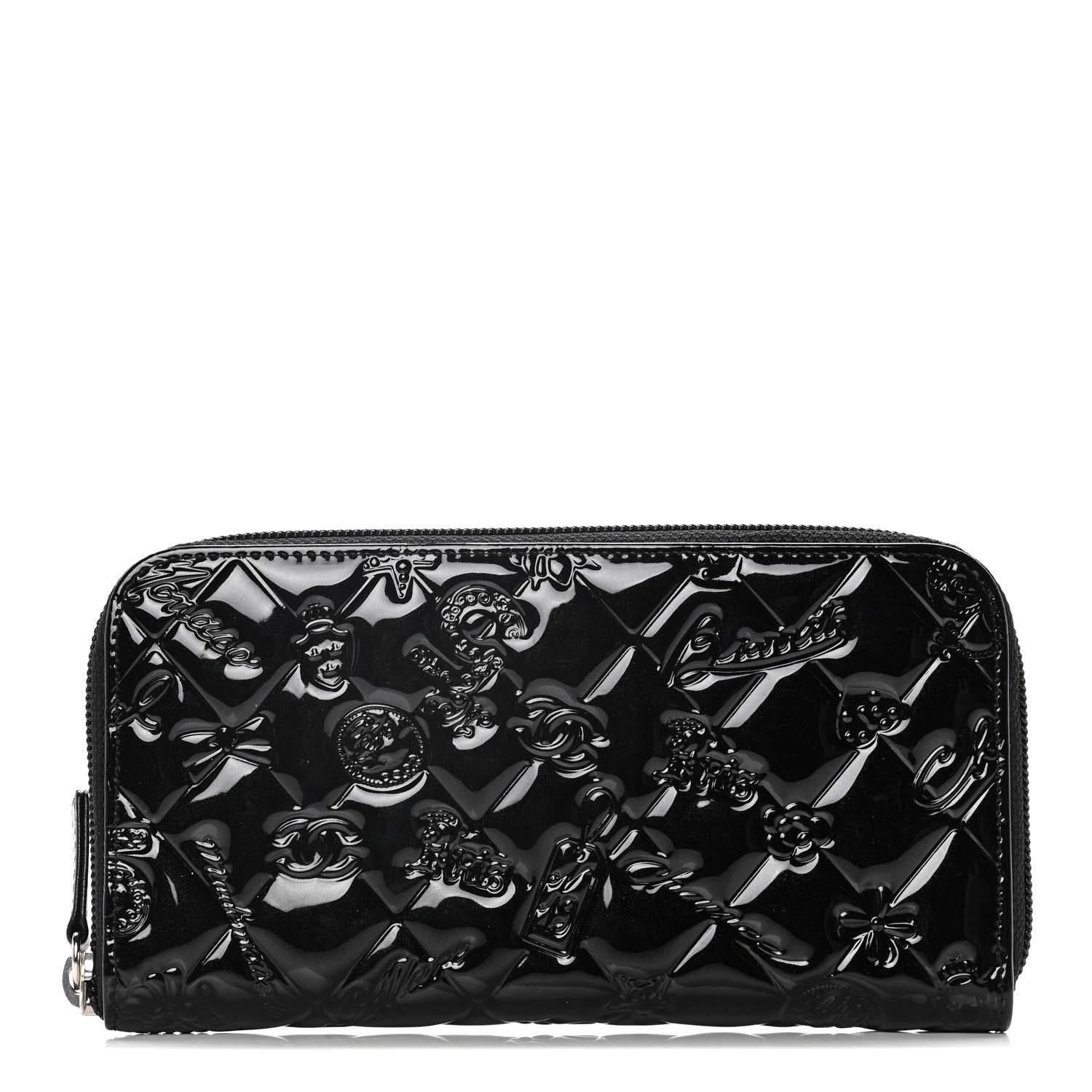 Chanel Patent Calfskin Lucky Symbols Zip Around Wallet Black 1 of 12