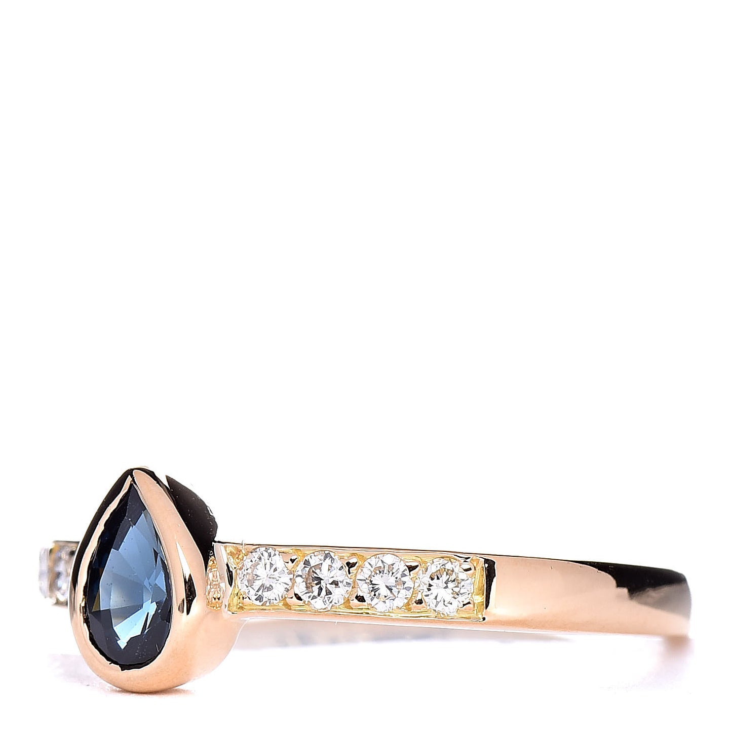 18K Yellow Gold Blue Sapphire Diamond Ring 57 8