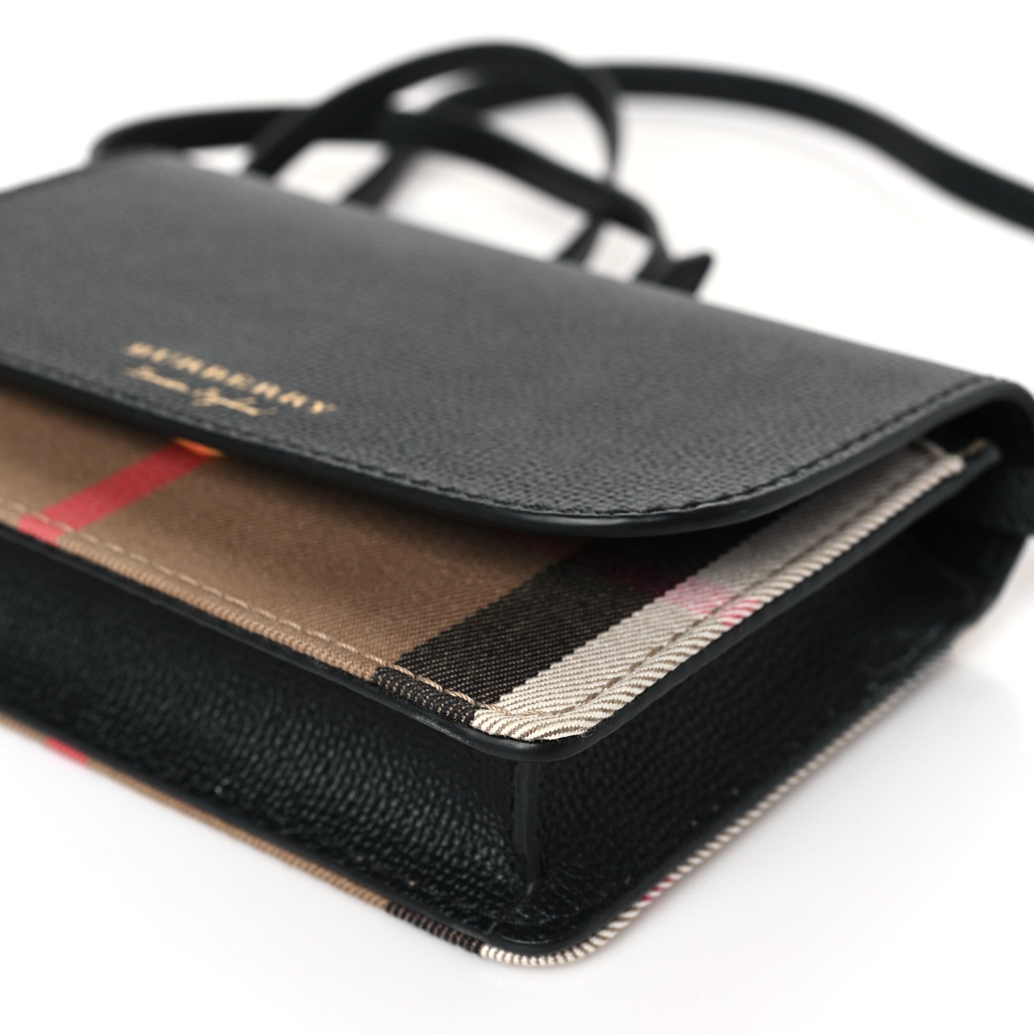 Burberry Derby Calfskin House Check Wallet On Chain Black 8 of 8