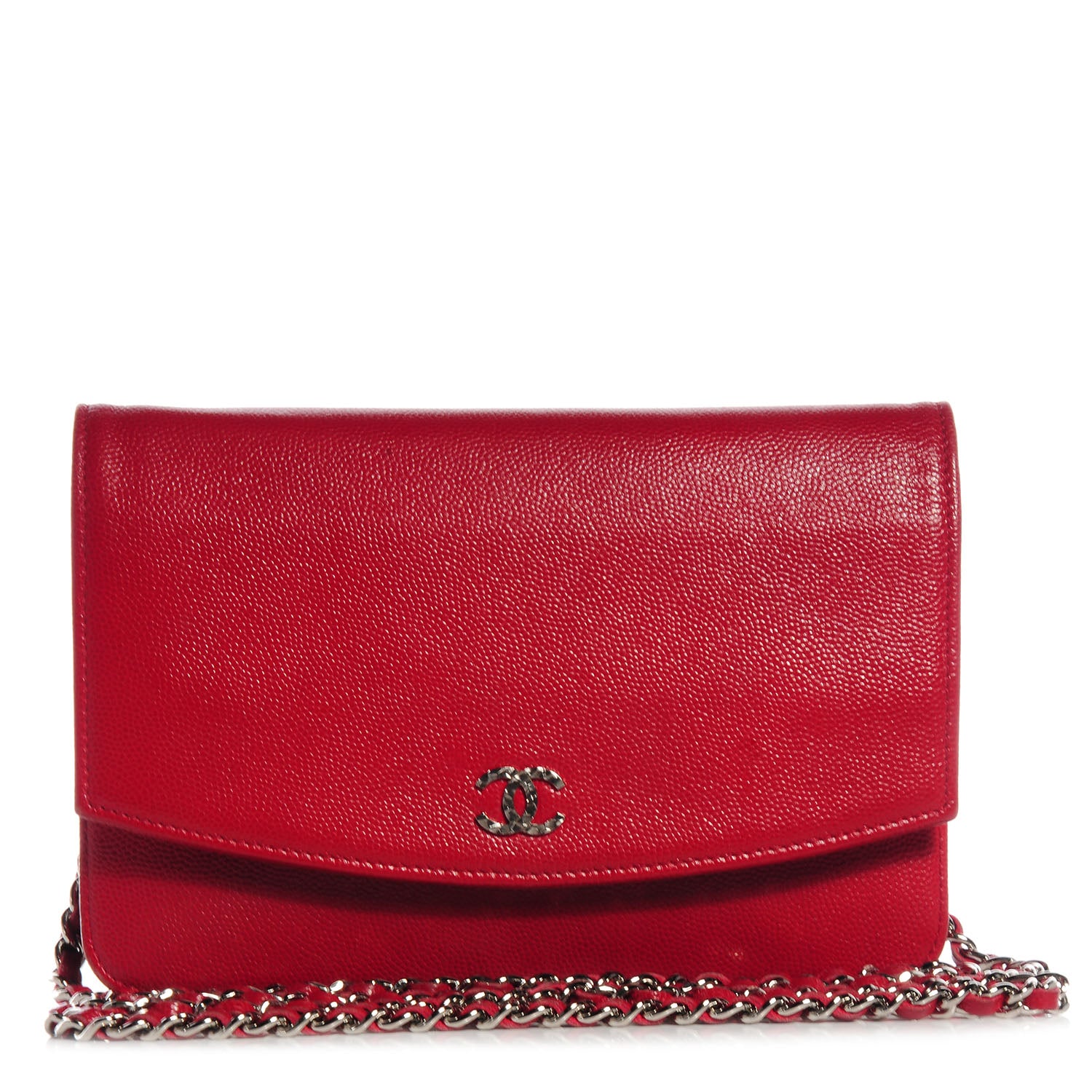 Chanel Caviar Sevruga Wallet on Chain WOC Red 1 of 8
