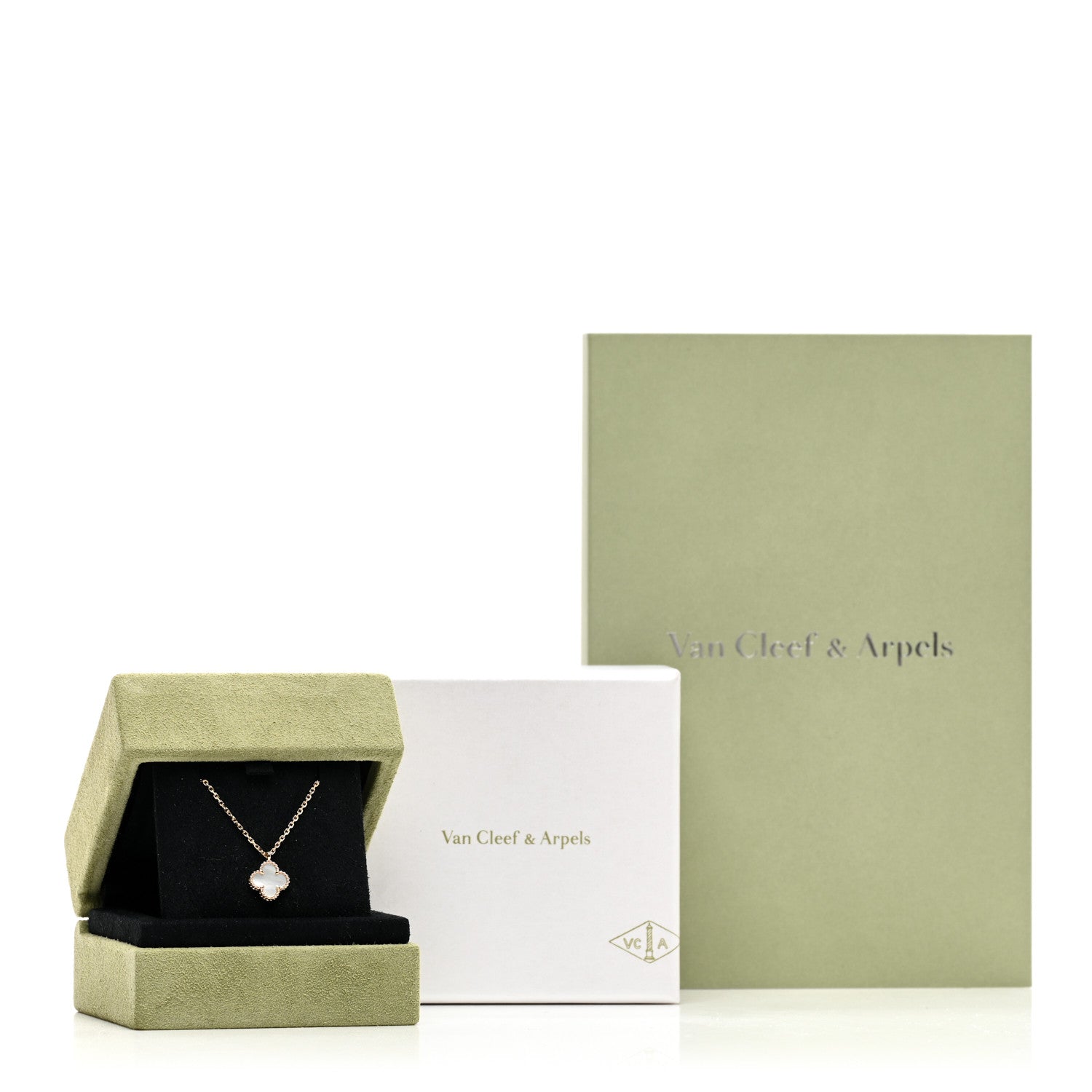 Van Cleef & Arpels 18K Yellow Gold Mother of Pearl Sweet Alhambra Pendant Necklace 5 of 5