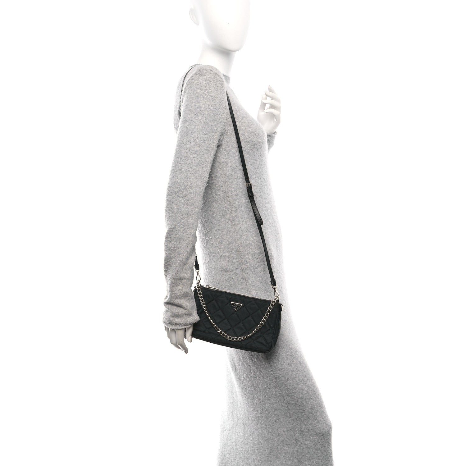 Prada Nylon Tessuto Impuntu Quilted Crossbody Bag Black 2 of 10