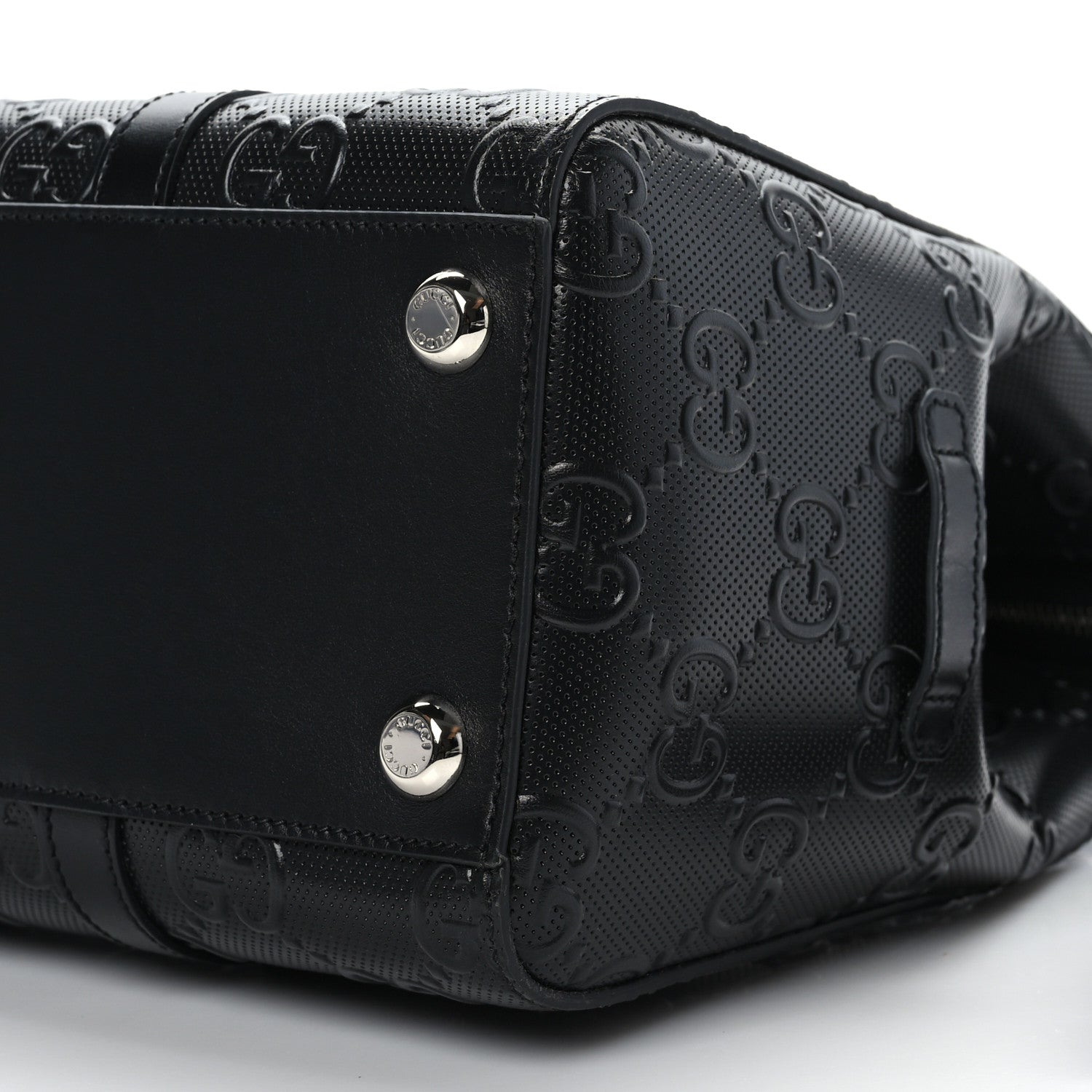 Gucci Calfskin GG Tennis Embossed Tote Bag Black 9 of 9
