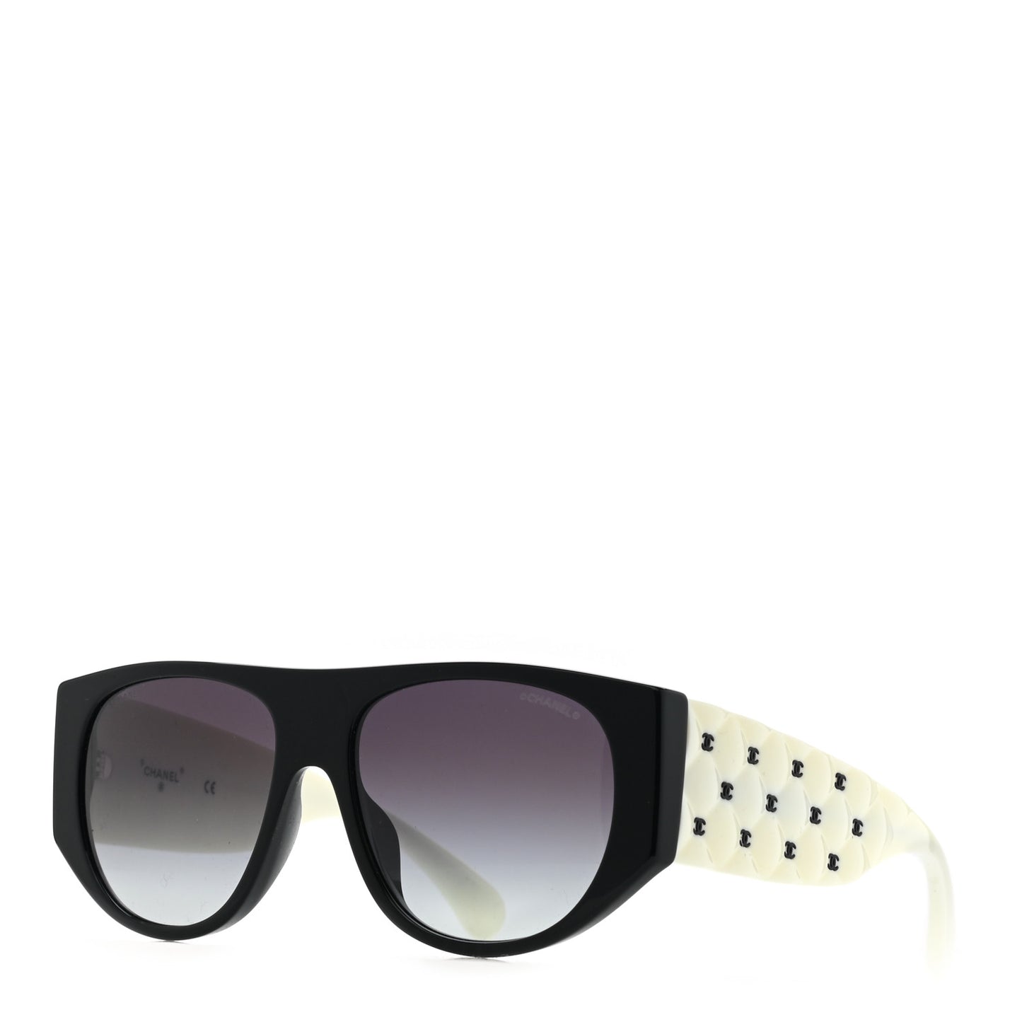 Acetate Quilted CC Pilot Sunglasses 71465 White Black