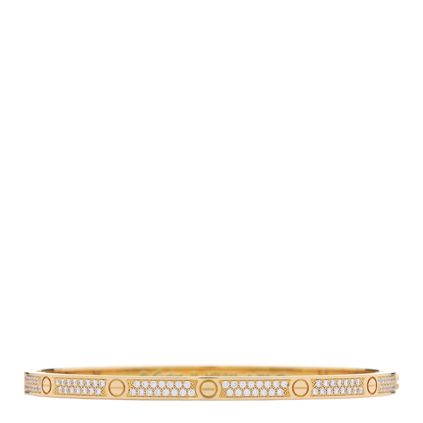 18K Yellow Gold Diamond Small LOVE Paved Bracelet 17