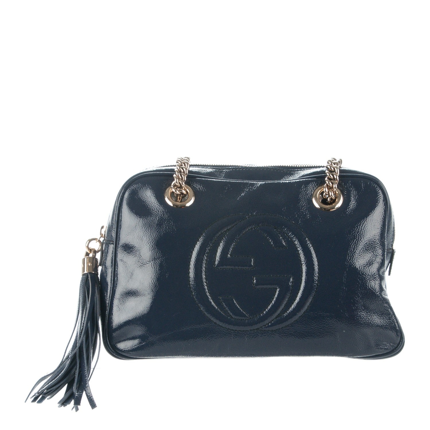 Gucci Soft Patent Small Soho Bowler Uniform Blue 1 of 7