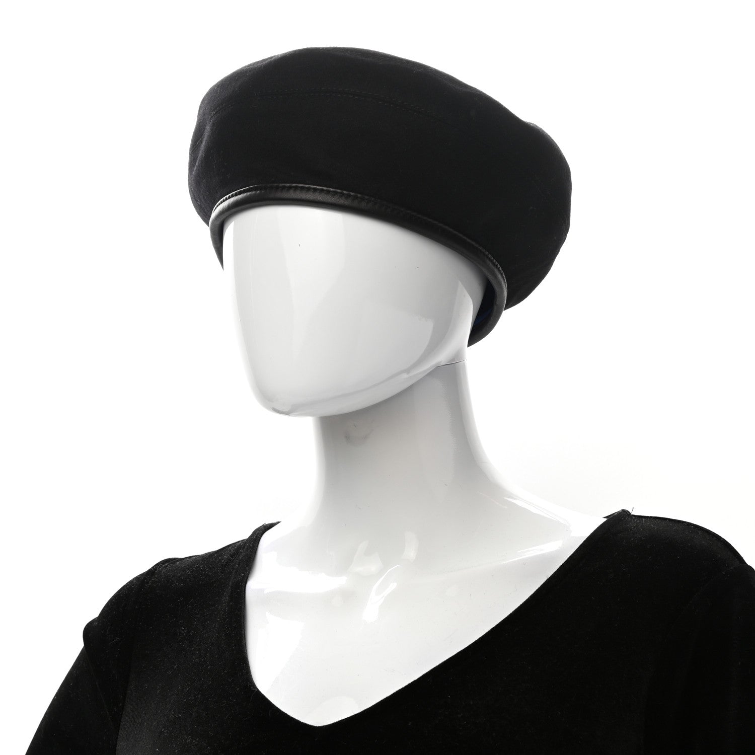 Hermes Cashmere Lambskin Saint Honore Beret 57 Black 2 of 8