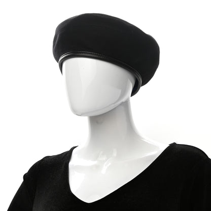 Hermes Cashmere Lambskin Saint Honore Beret 57 Black 2 of 8