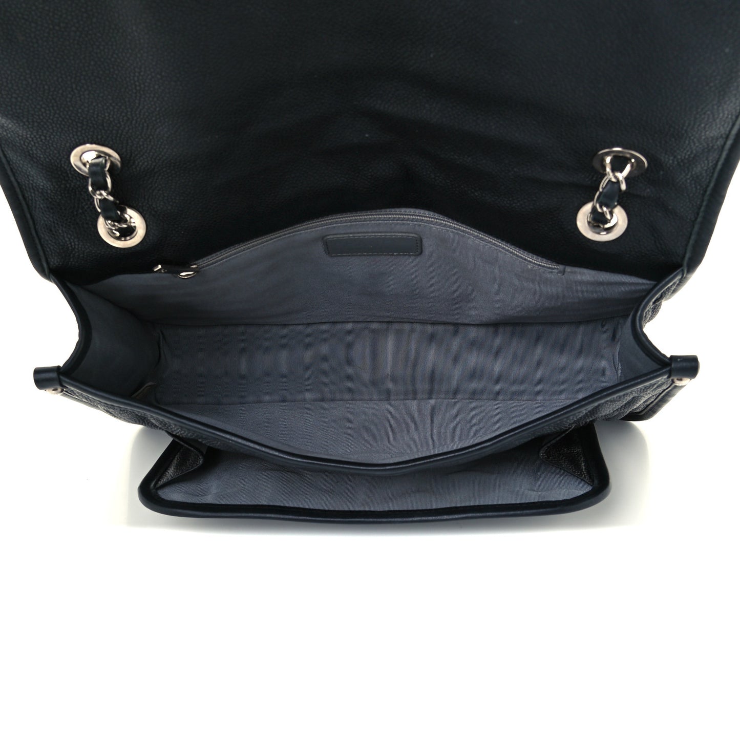 Caviar Quilted Large French Riviera Flap Black