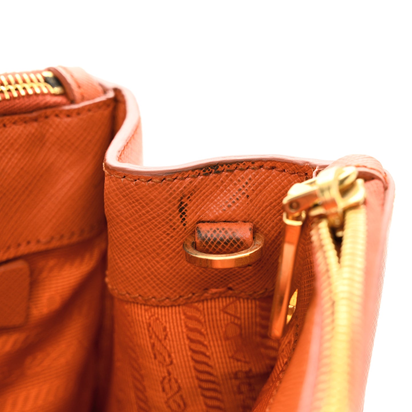 Saffiano Small Galleria Double Zip Tote Papaya
