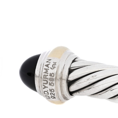 David Yurman Sterling Silver 14K Yellow Gold Black Onyx 7mm Cable Classics Bracelet 3 of 4