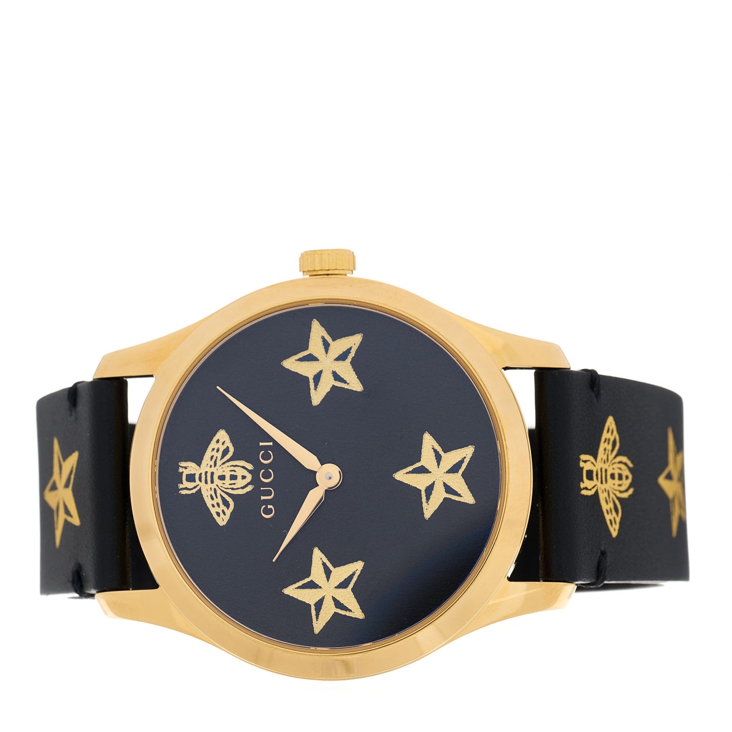 Stainless Steel Calfskin 38mm G-Timeless Bee Star Quartz Watch Black