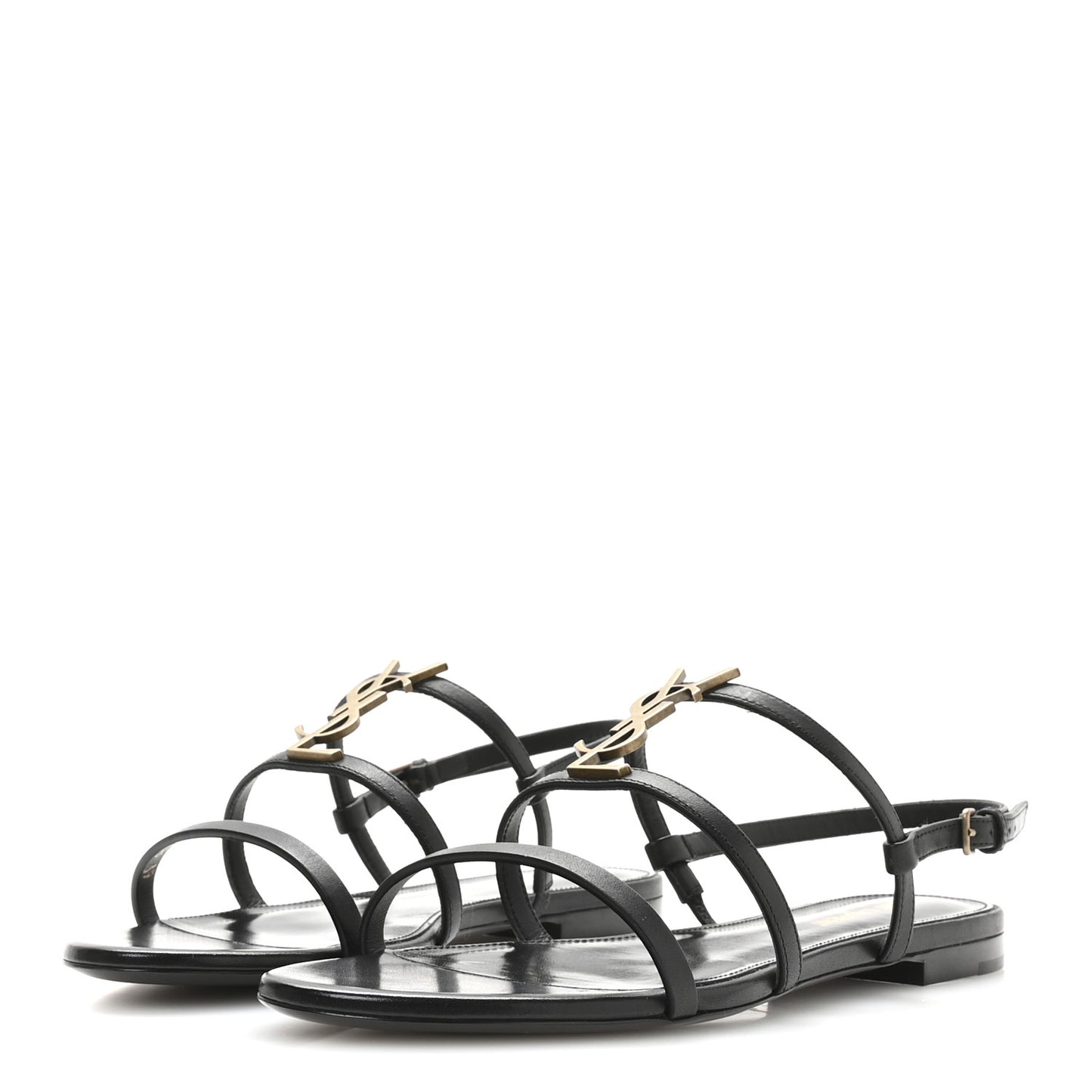 Calfskin Cassandra Monogram Sandals 39 Black
