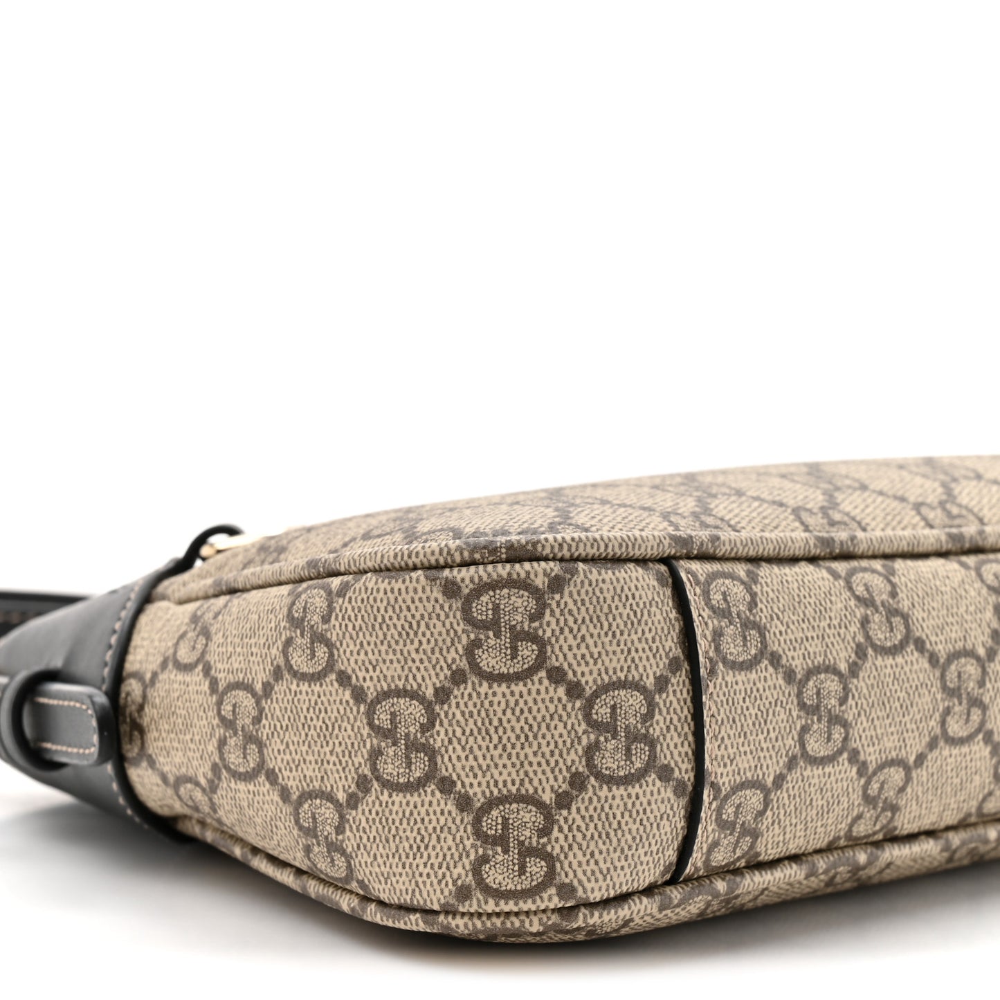 GG Supreme Monogram Textured Calfskin Small Emblem Shoulder Bag Beige Black