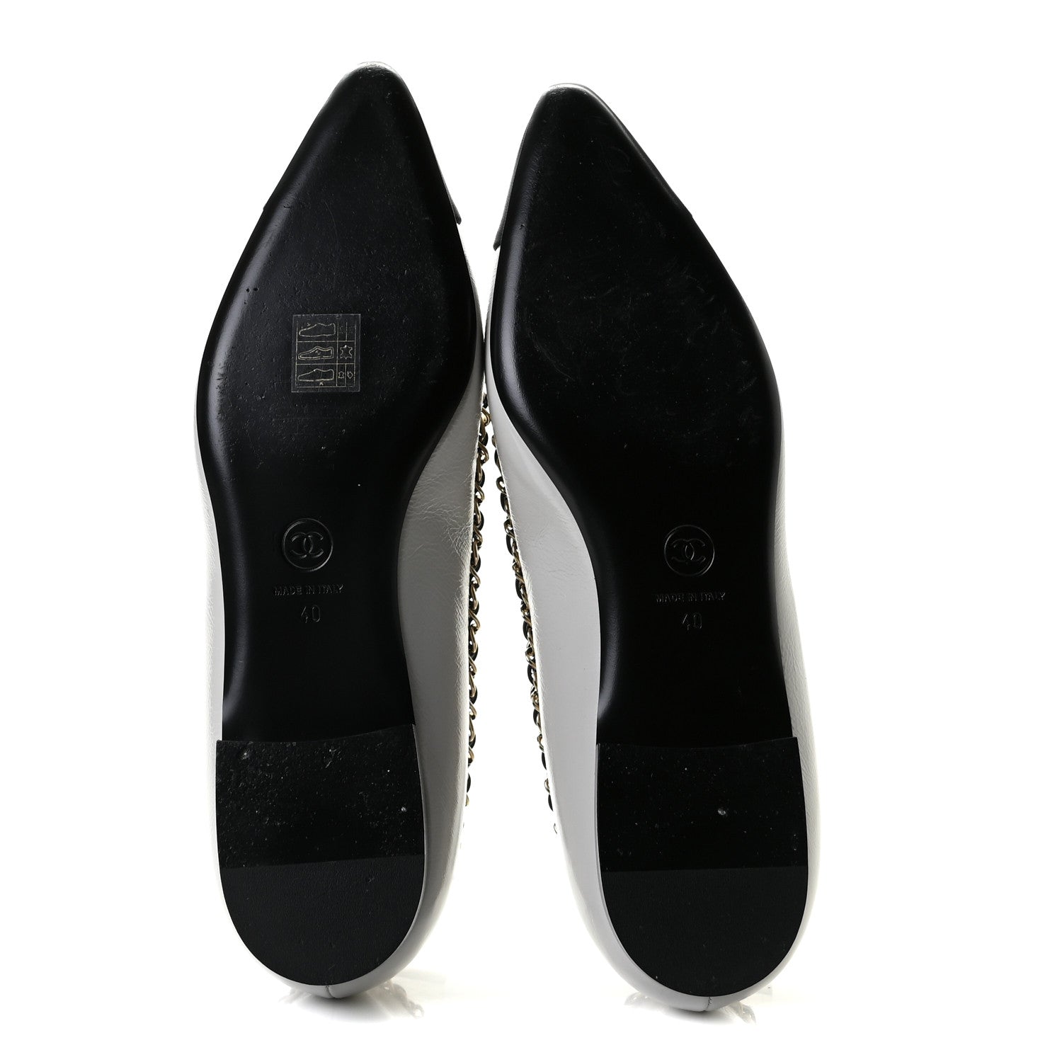Chanel Lambskin Grosgrain Chain Cap Toe Flats 40 Grey Black 7 of 13