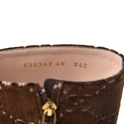 Gucci Velvet GG Monogram Crystal Horsebit Ankle Boots 40 Brown Vintage Cocoa 7 of 8