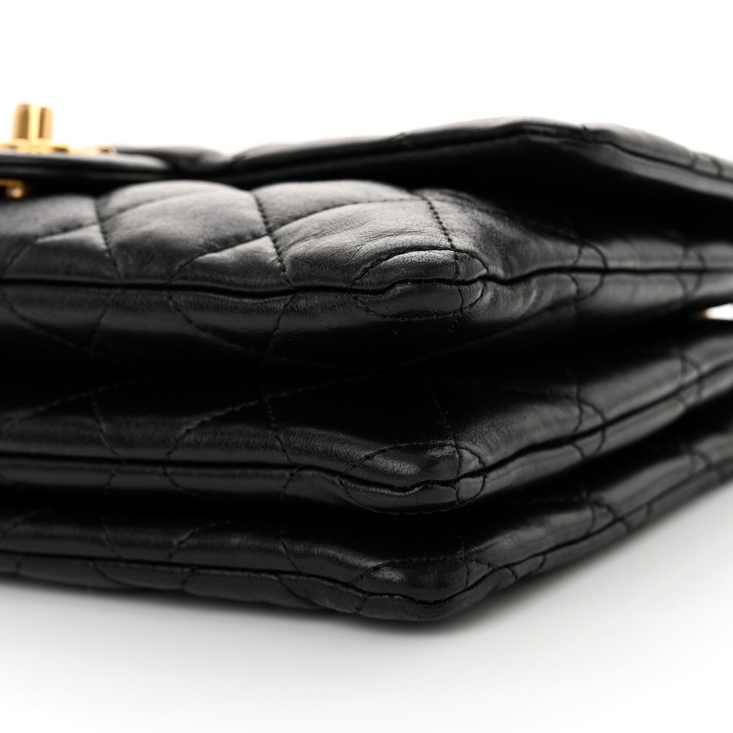 Lambskin Quilted Medium Pillow Crush Flap Bag Black