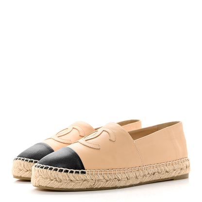 Chanel Lambskin CC Espadrilles 39 Beige Black 3 of 12