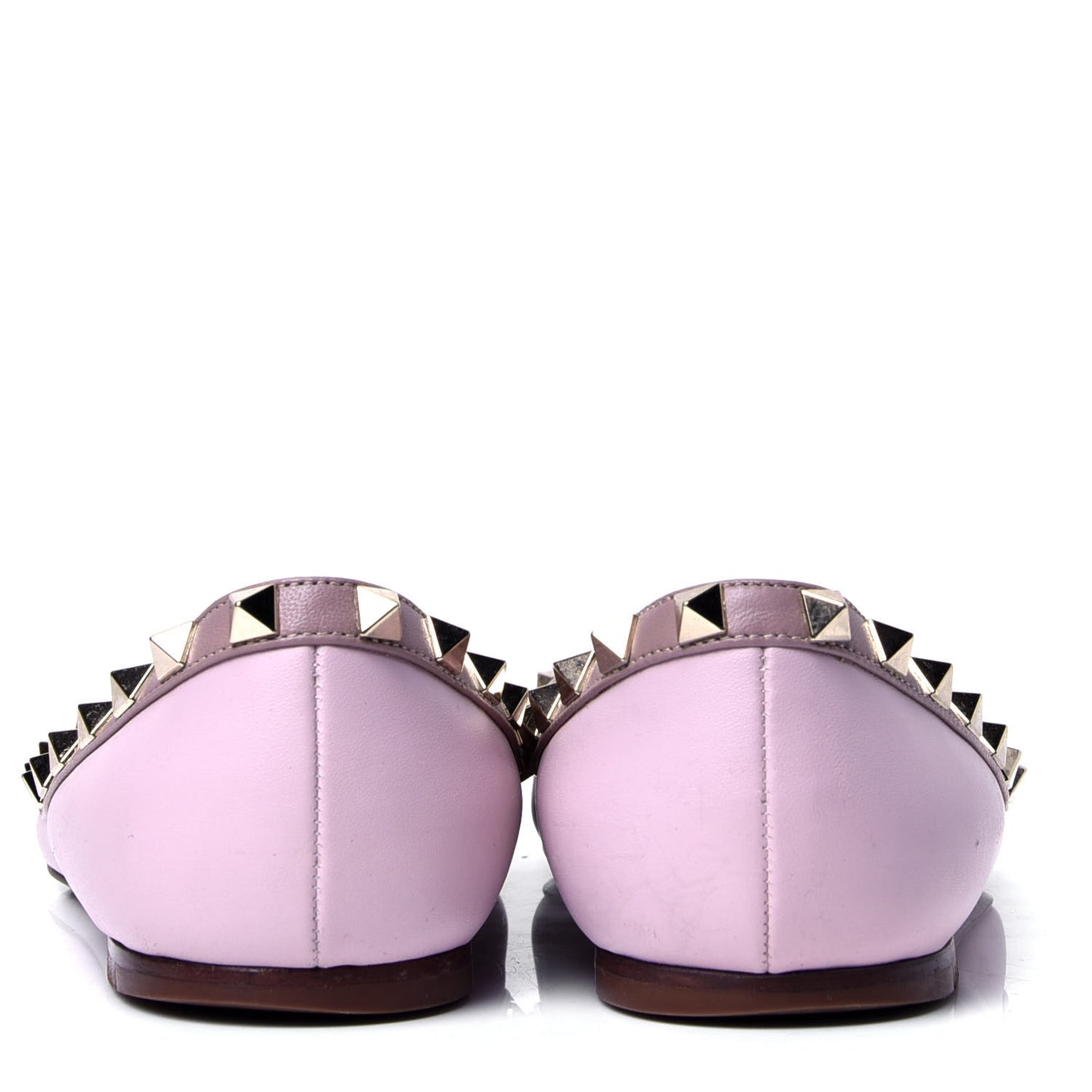 Calfskin Nappa Rockstud Ballerina Flats 36.5 Water Rose Poudre