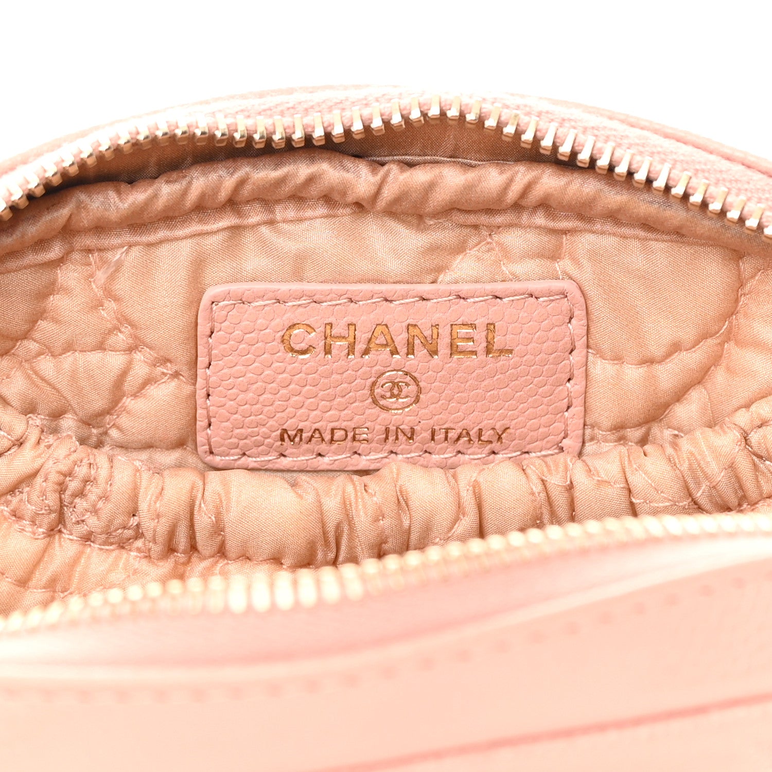 Chanel Caviar Camellia Embossed Small Cosmetic Case Nude 6 of 9