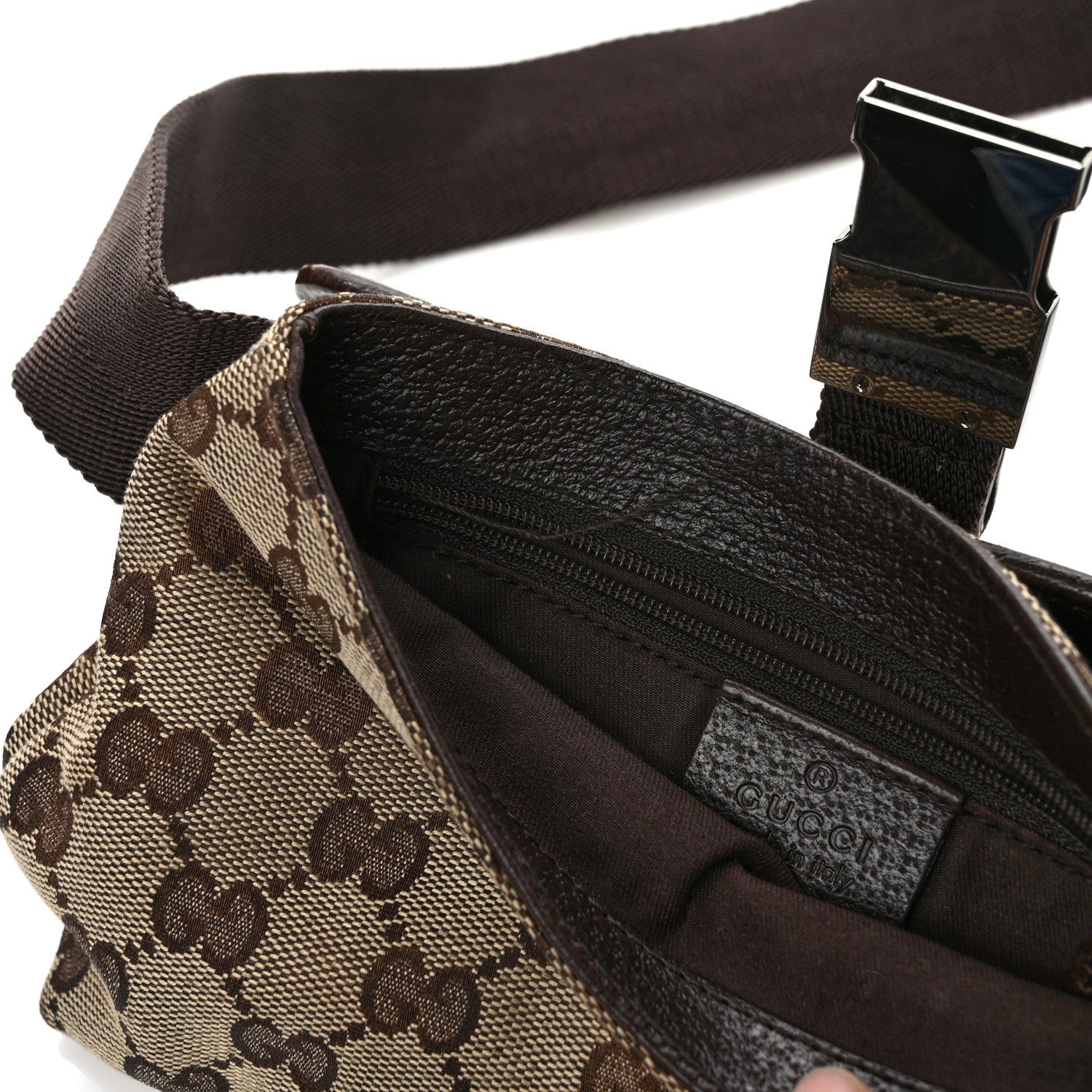 Gucci GG Monogram Buckle Belt Bag Dark Brown 12 of 12