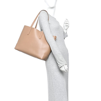 Burberry Calfskin TB Motif Embossed Medium Tote Camel 2 of 12