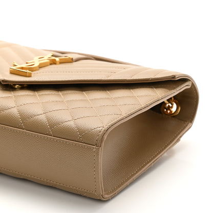 Saint Laurent Grain De Poudre Textured Mixed Matelasse Medium Triquilt Monogram Satchel Dark Latte 9 of 10
