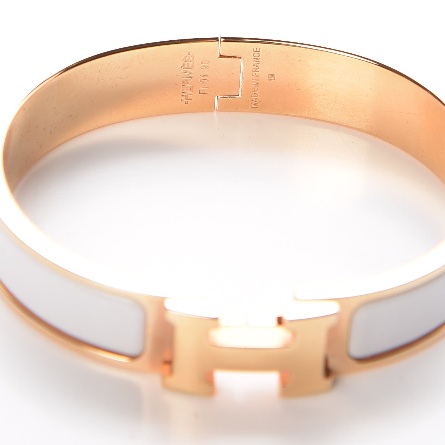Hermes Enamel Narrow Clic Clac H Bracelet PM White 4 of 5