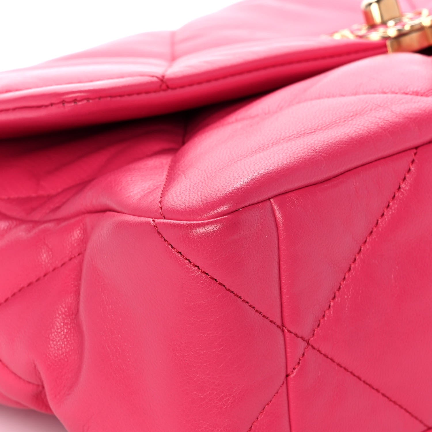 Chanel Goatskin Quilted Large Chanel 19 Flap Dark Pink 8 of 14