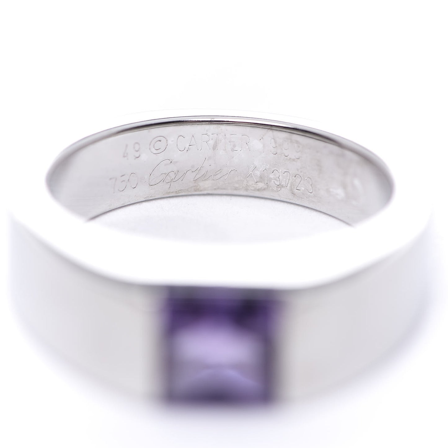 18K White Gold Amethyst Tank Ring 49 5