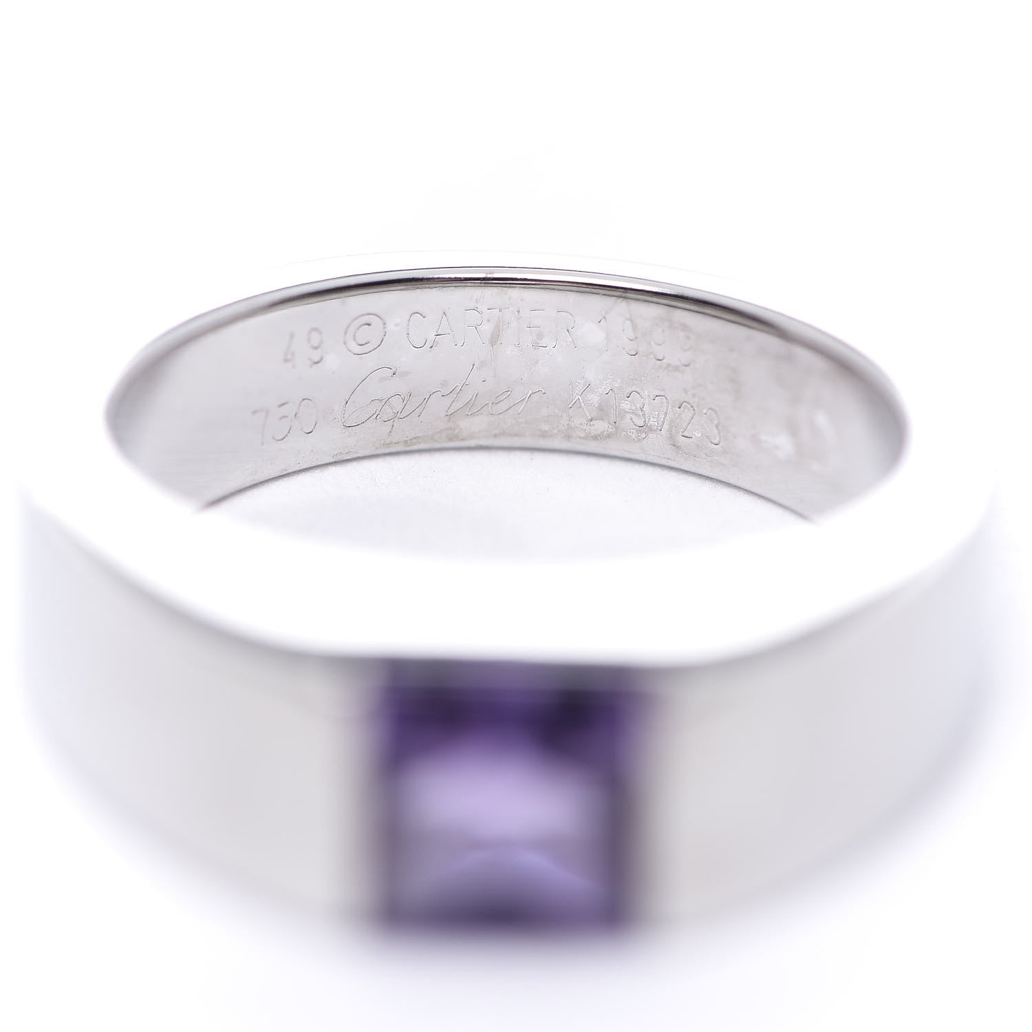 Cartier 18K White Gold Amethyst Tank Ring 49 5 4 of 4
