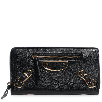 Balenciaga Chevre Metallic Edge Wallet Black 1 of 8