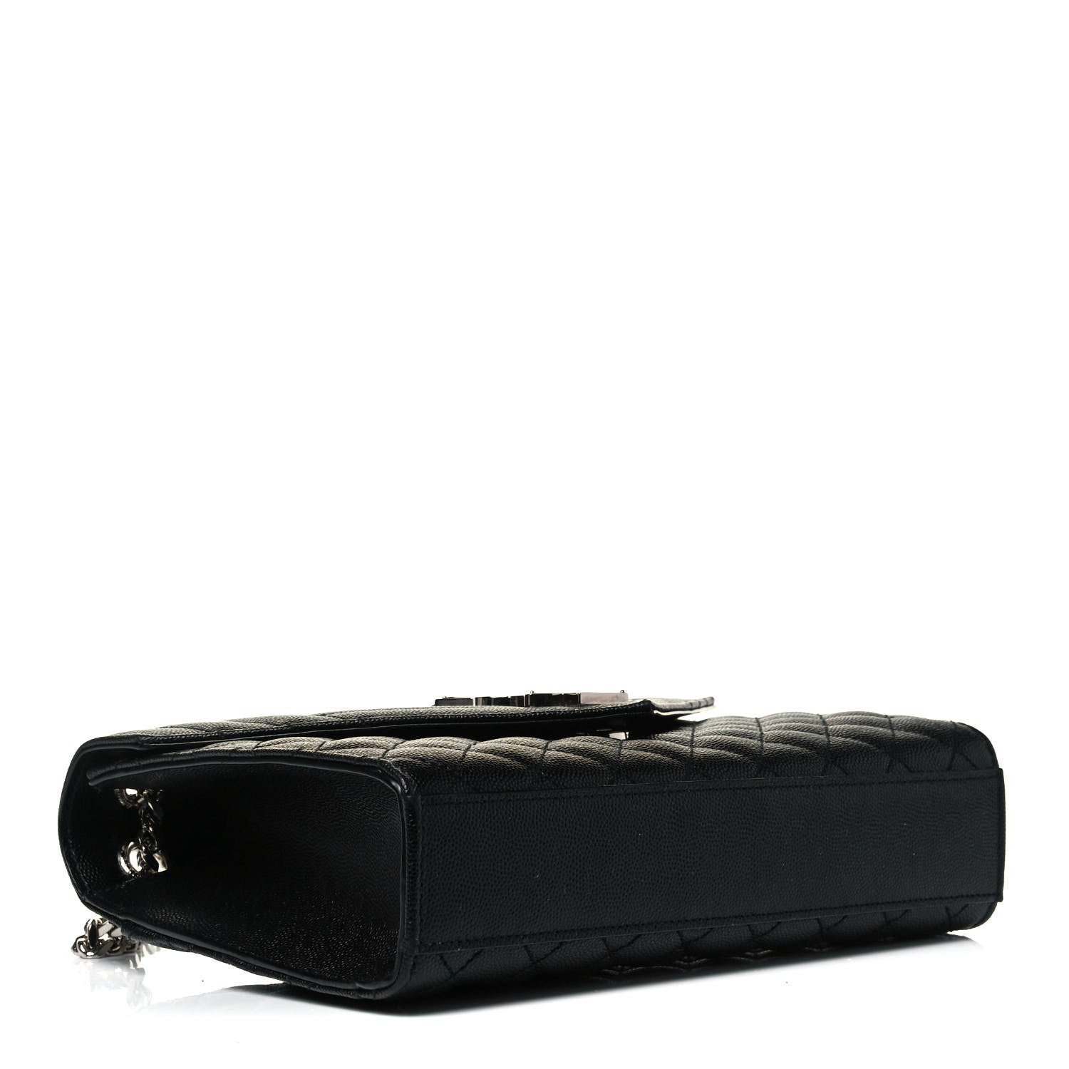 Saint Laurent Grain De Poudre Textured Mixed Matelasse Triquilt Medium Monogram Satchel Black 4 of 8