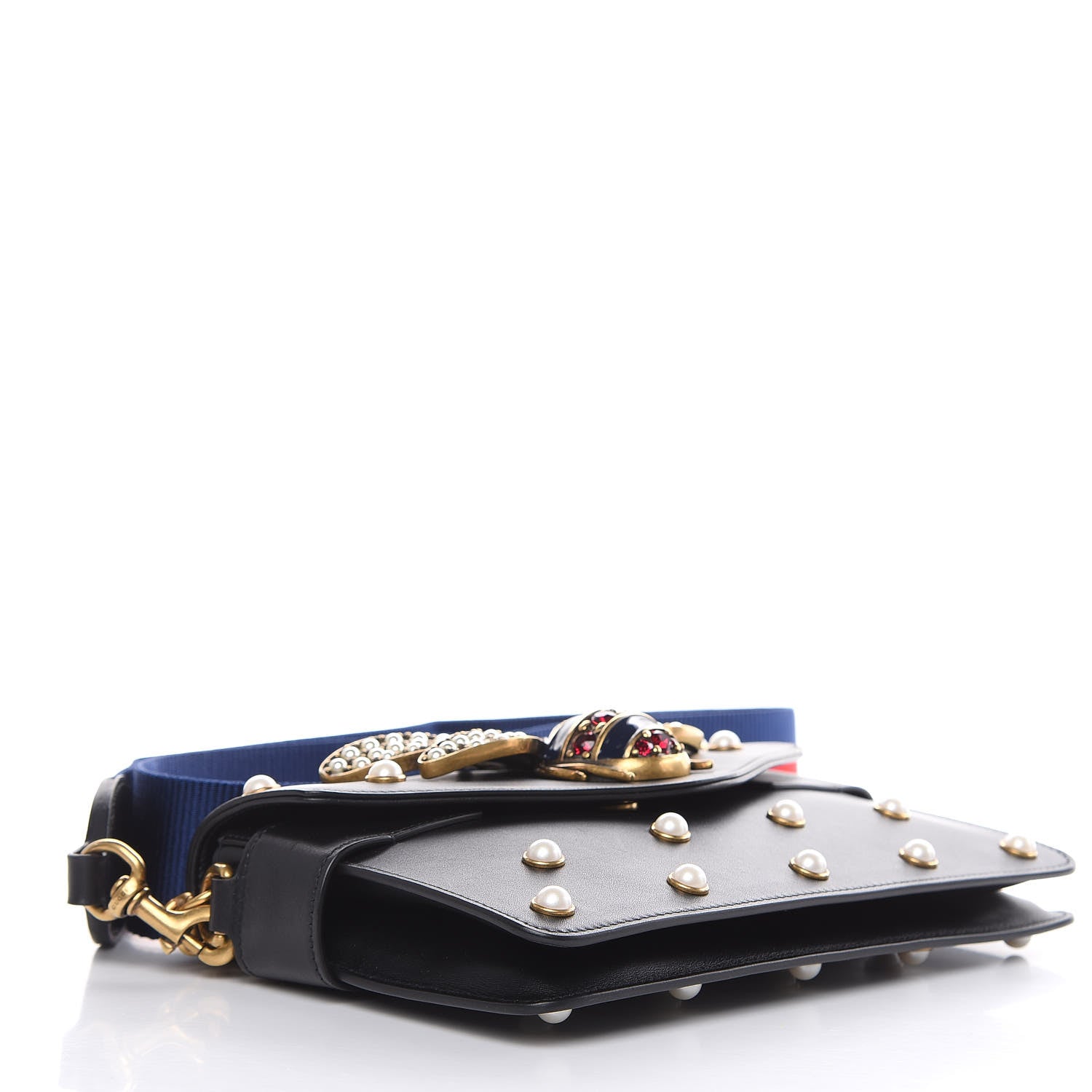 Gucci Nappa Pearl Studded Mini Queen Margaret Broadway Shoulder Bag Black 4 of 12