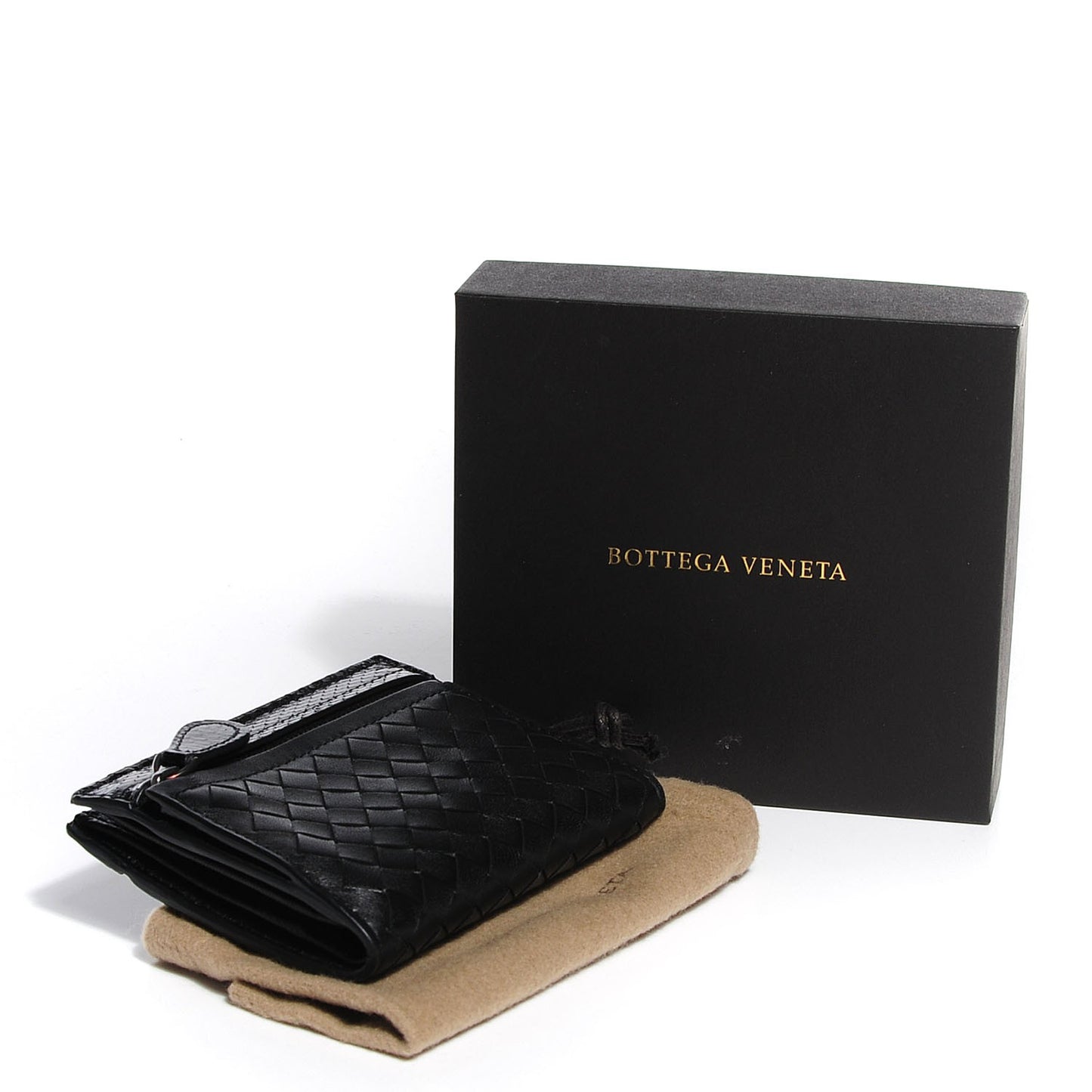 Nappa Intrecciato Ayers Trim Bi-Fold Wallet Nero Black