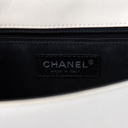 Chanel Glazed Calfskin Medium Boy Flap White Black 9 of 12