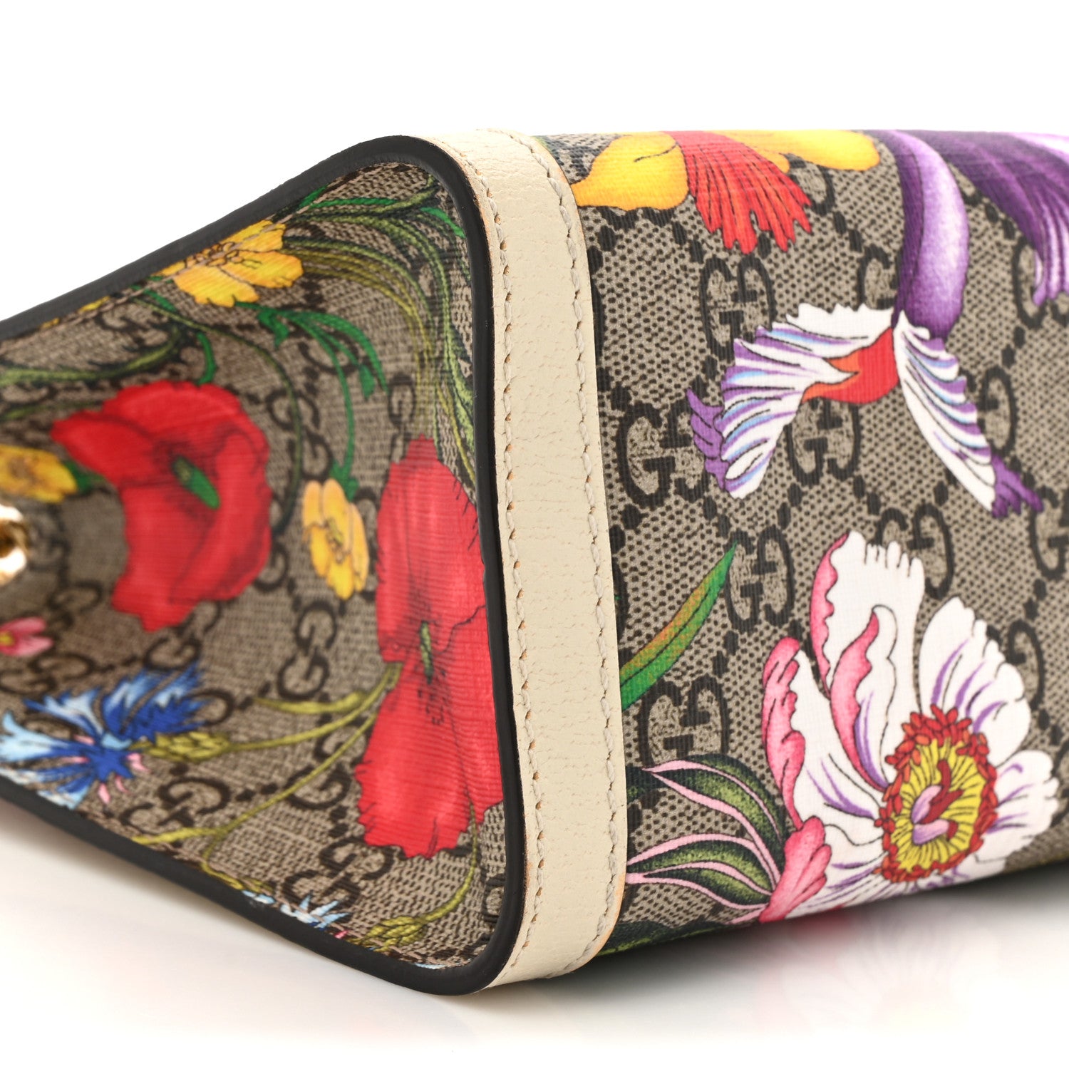 Gucci GG Supreme Monogram Flora Textured Calfskin Small Padlock Tote Beige Ebony Multicolor Mystic White 10 of 21