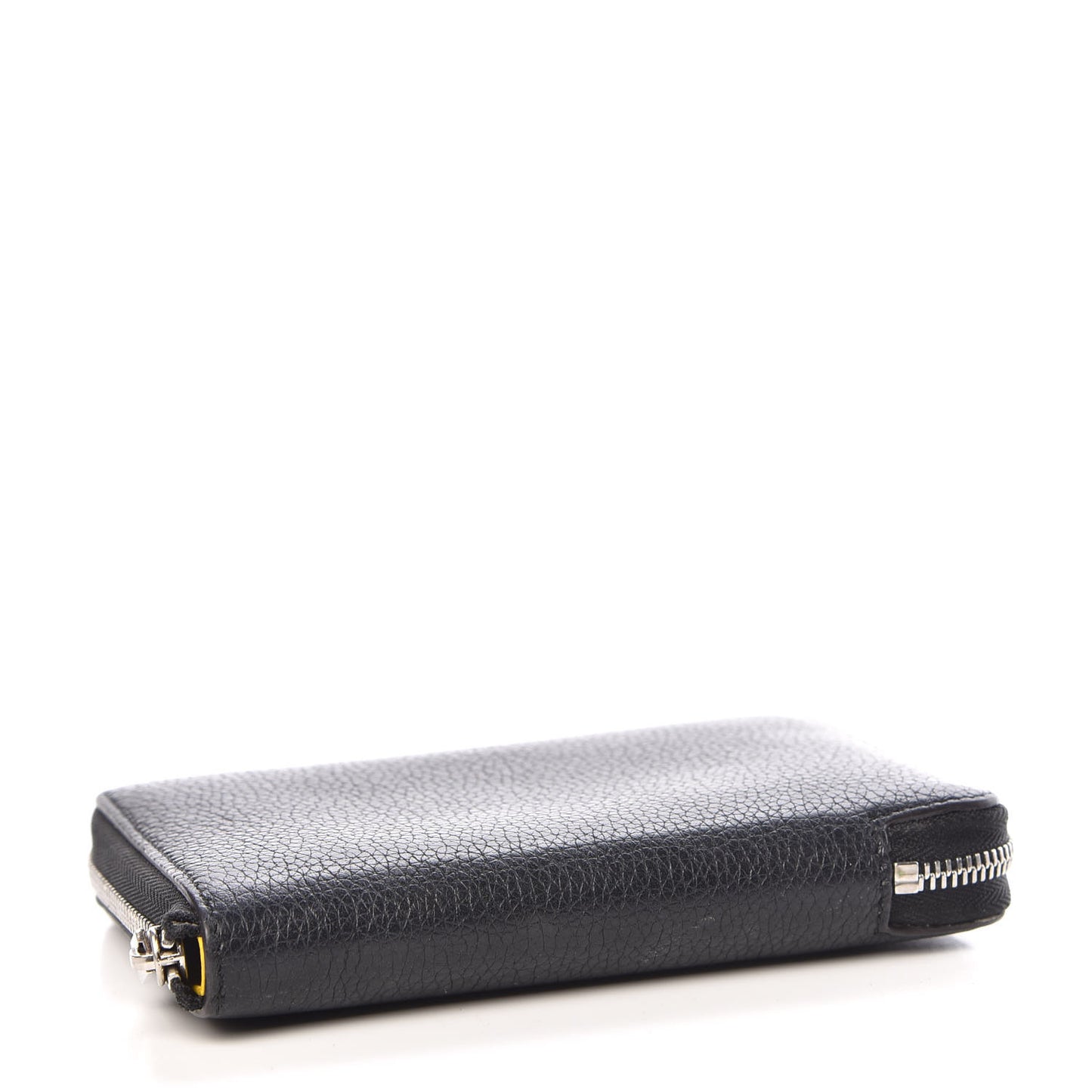 Drummed Calfskin Zip Around Multifunction Wallet Black Citron