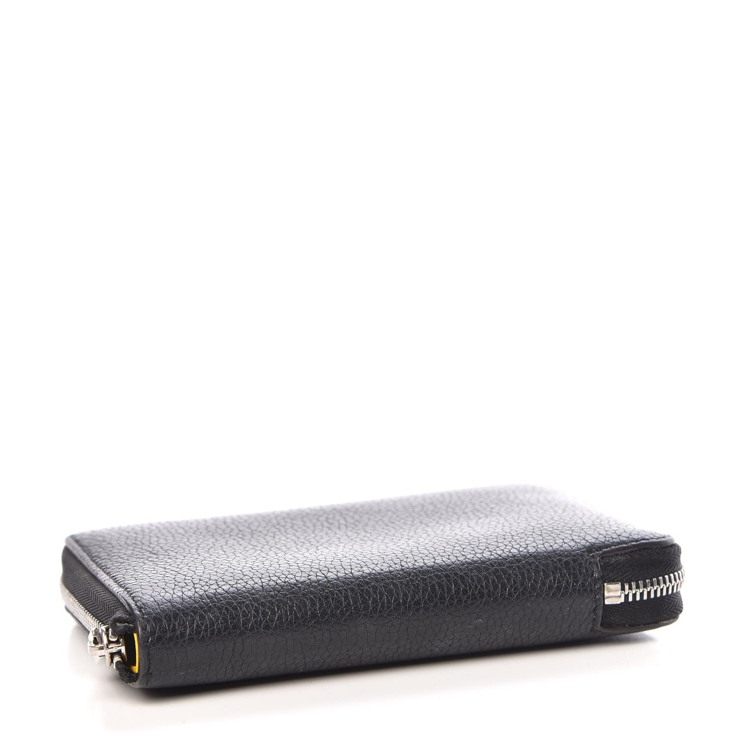 Celine Drummed Calfskin Zip Around Multifunction Wallet Black Citron 4 of 10