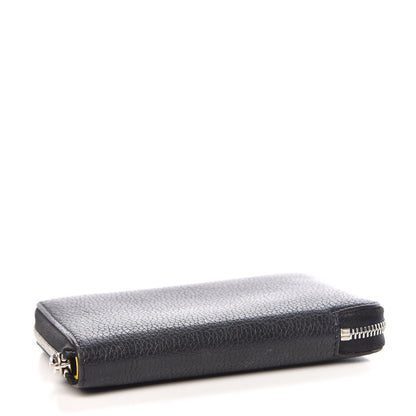 Celine Drummed Calfskin Zip Around Multifunction Wallet Black Citron 4 of 10