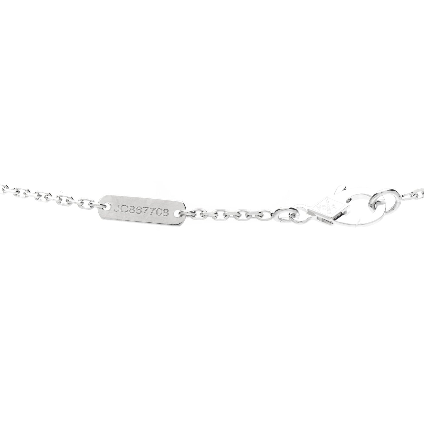 18K White Gold Mother of Pearl Vintage Alhambra Pendant Necklace