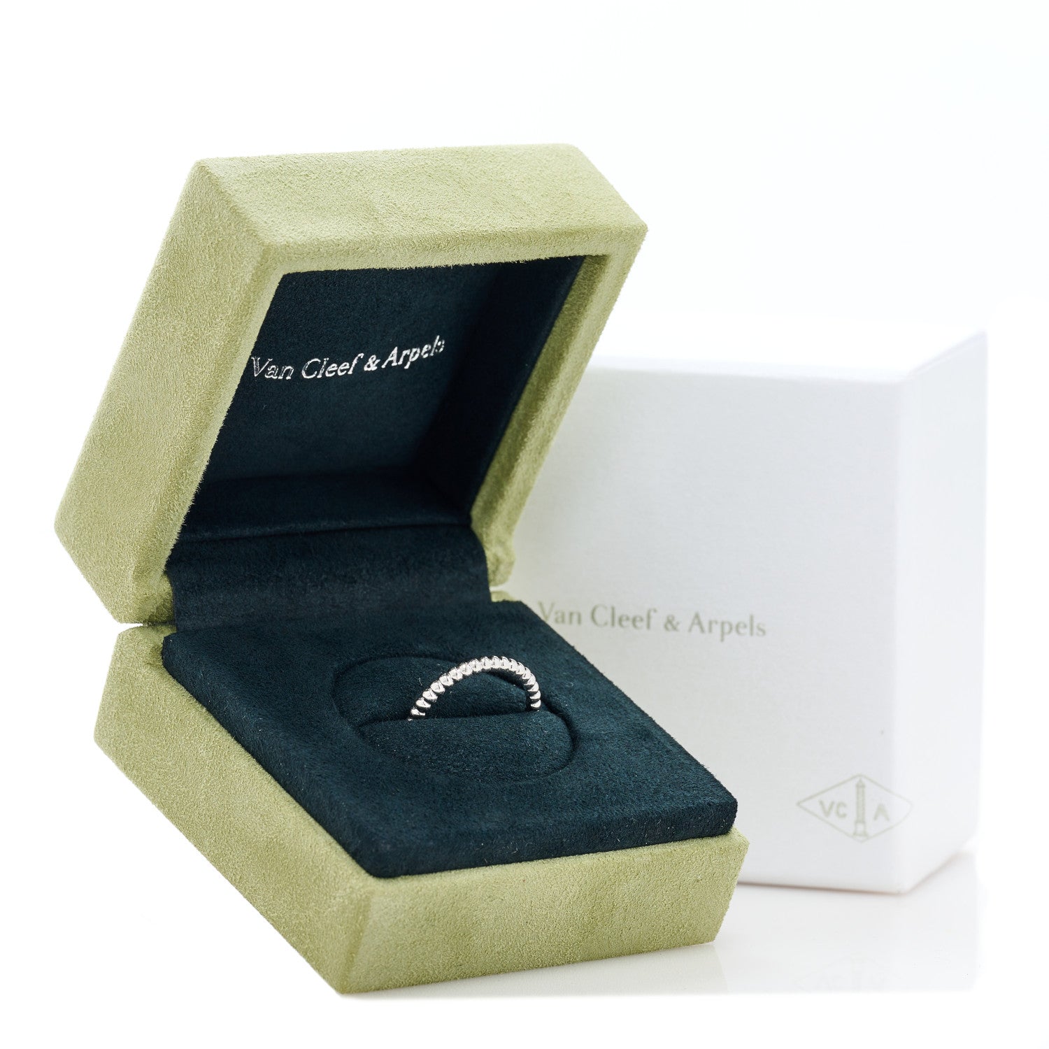 Van Cleef & Arpels 18K White Gold Small Perlee Ring 56 7.5 5 of 5