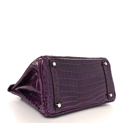 Hermes Shiny Niloticus Crocodile Birkin 30 Amethyst 4 of 14