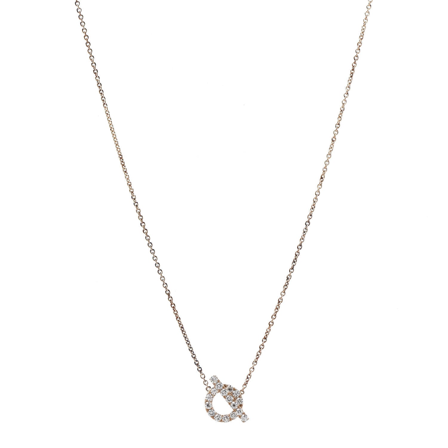Hermes 18K Rose Gold Diamond Finesse Pendant Necklace 1 of 5